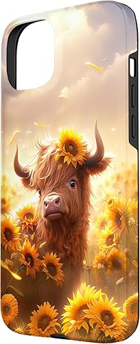 Miniatura 20 de Funda para iPhone 12 mini con diseño de vaca escocesa de las tierras altas y girasoles