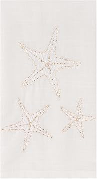 C&F Home Gold Coast Starfish 100% Cotton Handtowel Versatile Home Kitchen Bathroom Drying Dish Hand Towel Machine Wash Decor Decoration Off-White
