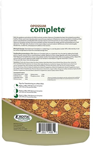 Miniatura 3 de Exotic Nutrition Zarigüeya Complete - Dieta nutricionalmente completa de pellets saludables - Alimento para zarigüeyas de cola corta y Virginia (1