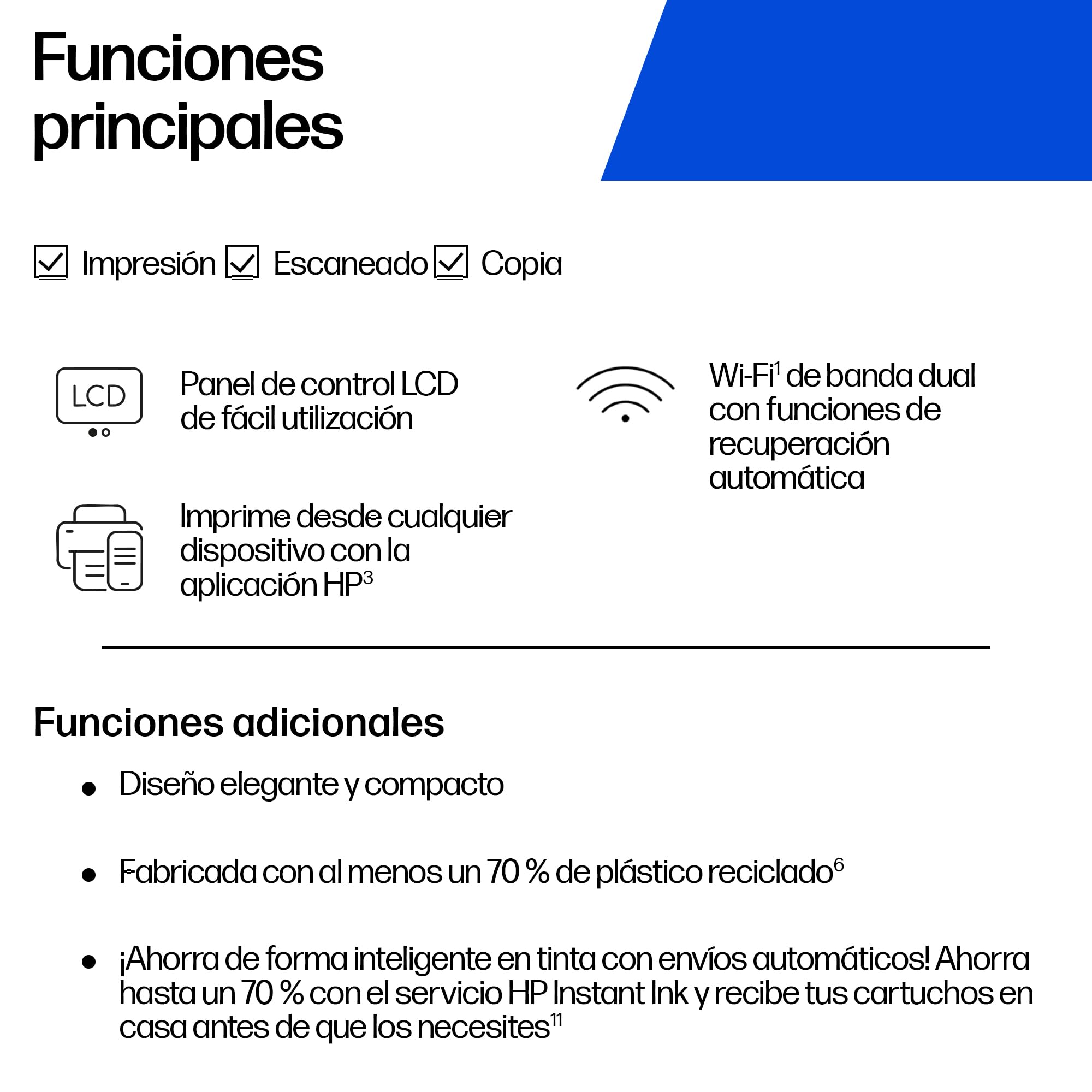 HP DeskJet 2920 Impresora Multifunción Inyección Tinta Color Inalámbrica Wi-Fi Doble Banda Negro
