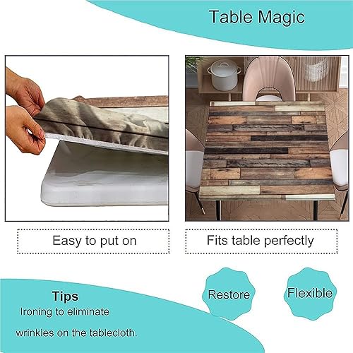 Miniatura 3 de SCGOLD Mantel cuadrado de poliéster con textura de grano de madera, lavable a prueba de derrames, para decoración de mesa de cocina, comedor, apto