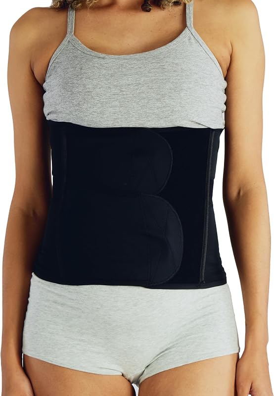 Luxe Postpartum Adjustable Compression Belly Wrap | Abdominal Compression Wrap with 5 Targeted Compression Panels, Support for Natural Birth or C-Section, Black