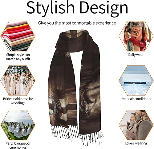 Miniatura 7 de ZTUOECV Bufanda con borlas, chal envolvente para mujer, vestidos de noche de otoño e invierno, bufandas, regalos cristianos únicos
