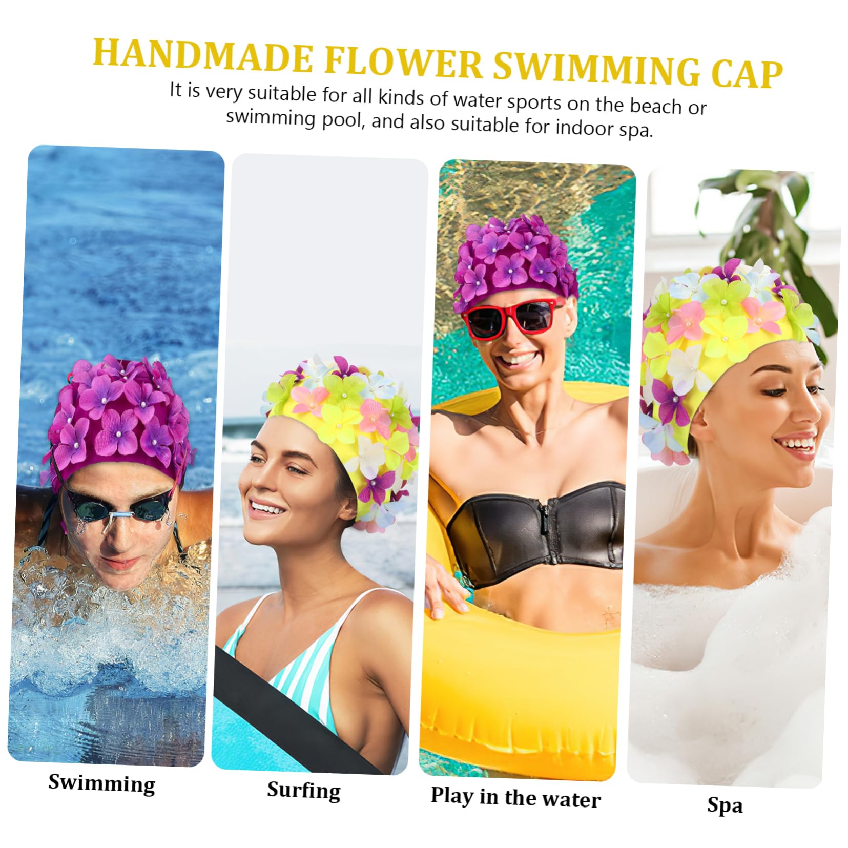 INOOMP cuffia da nuoto a fiori cuffia da bagno divertente ia da doccia per uomo shower cap ia per piscina ie di protezione ie da nuoto per il tessuto di nylon