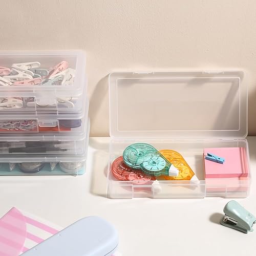 Miniatura 6 de novelinks Paquete de 9 contenedores de plástico transparentes para artes y manualidades, cajas de almacenamiento y organizadores apilables con tapas