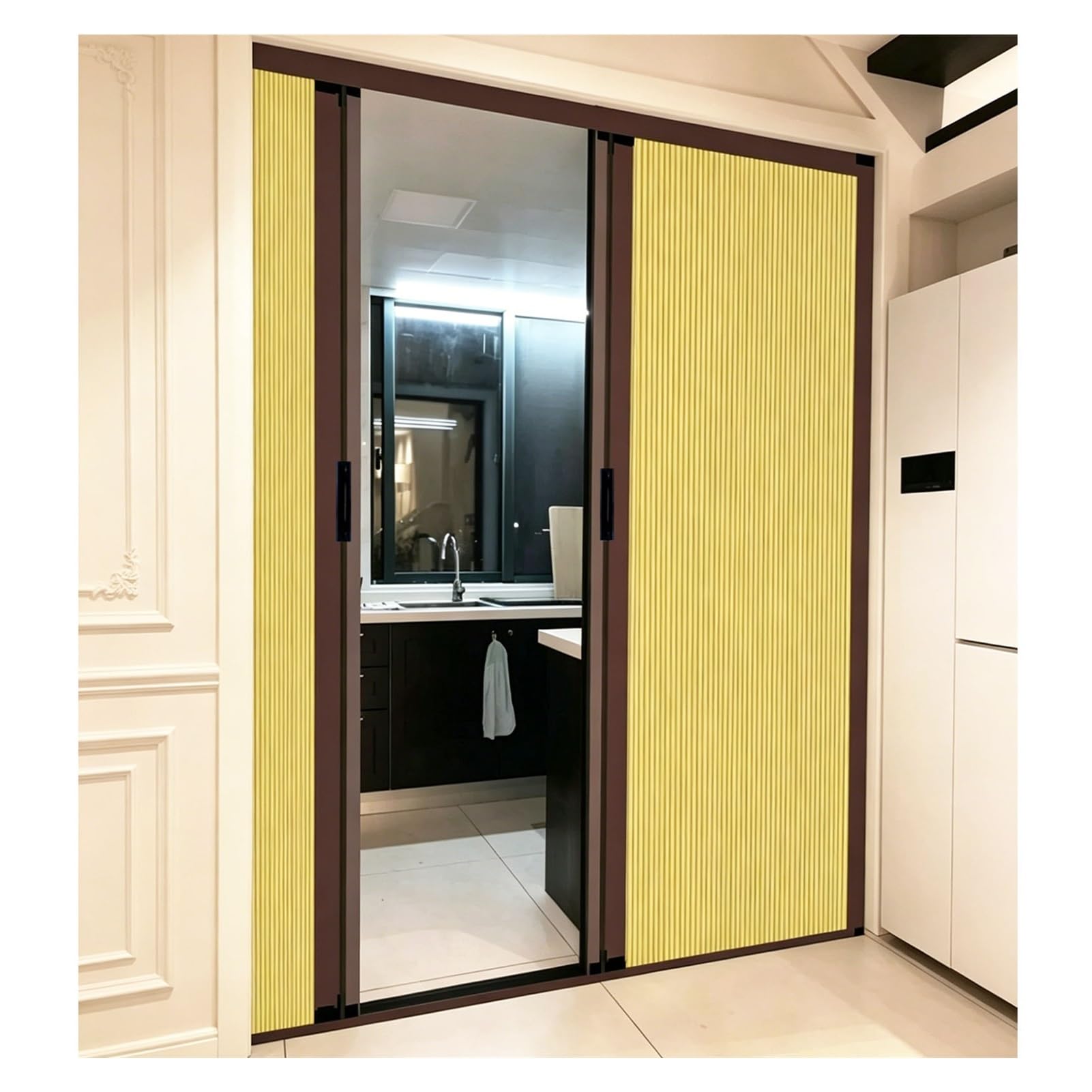 Tyzlup Yellow Accordion Door For Closet Kitchen Bathroom Pantry, No Drill Space-Saving