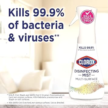 Clorox Cleaning Bundle - Disinfecting Mist Lemon and Orange Blossom Scent (1 Spray Bottle & 1 Refill, 16 Fl Oz Each) Disinfecting Wet Mopping Cloths, Rain Clean Scent (2-Pack, 24ct Each)