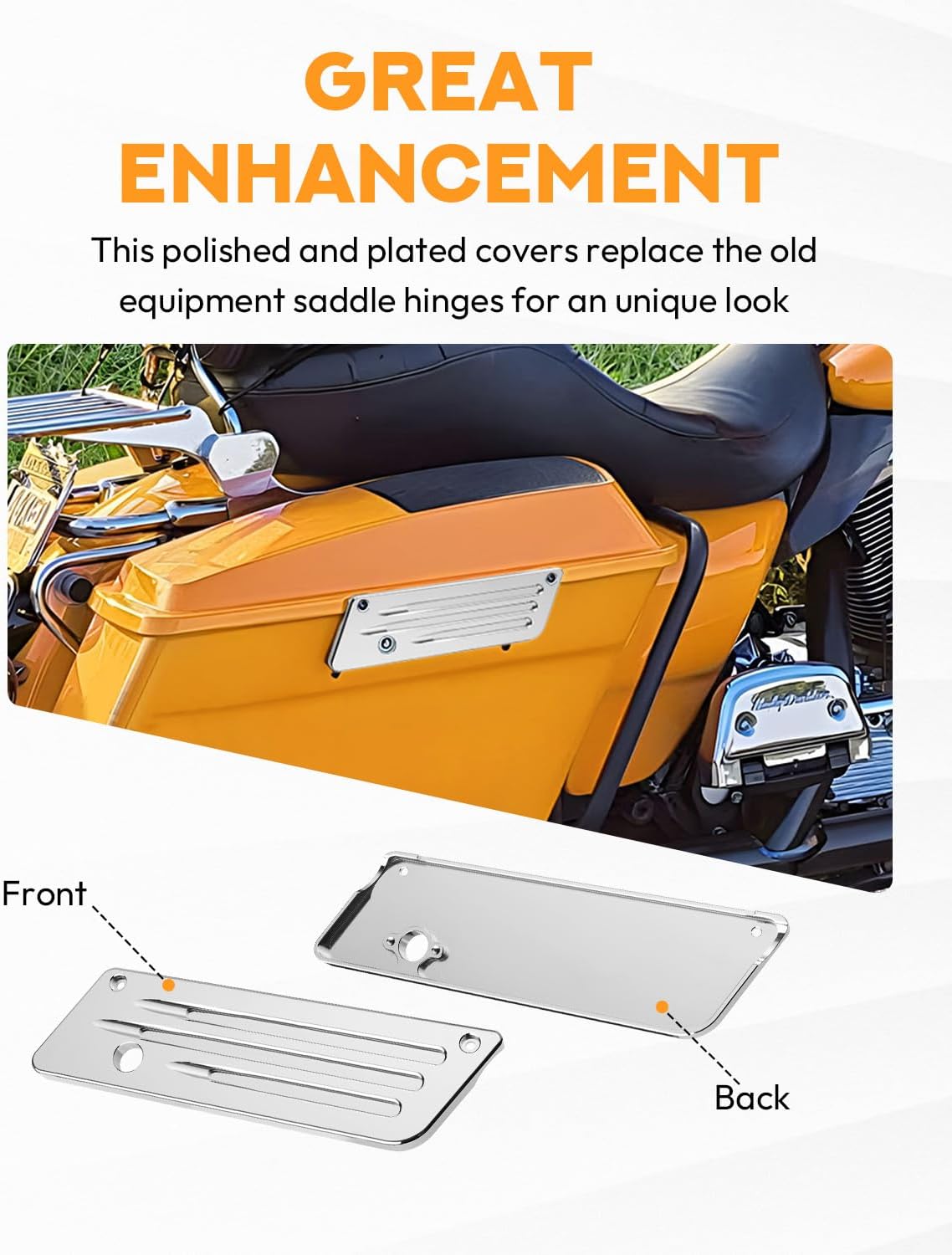 PBYMT Saddlebag Saddle Bag Latch Covers Compatible for Harley Davidson Touring 1993-2013 Street Glide, Electra Glide, Road Glide Chrome