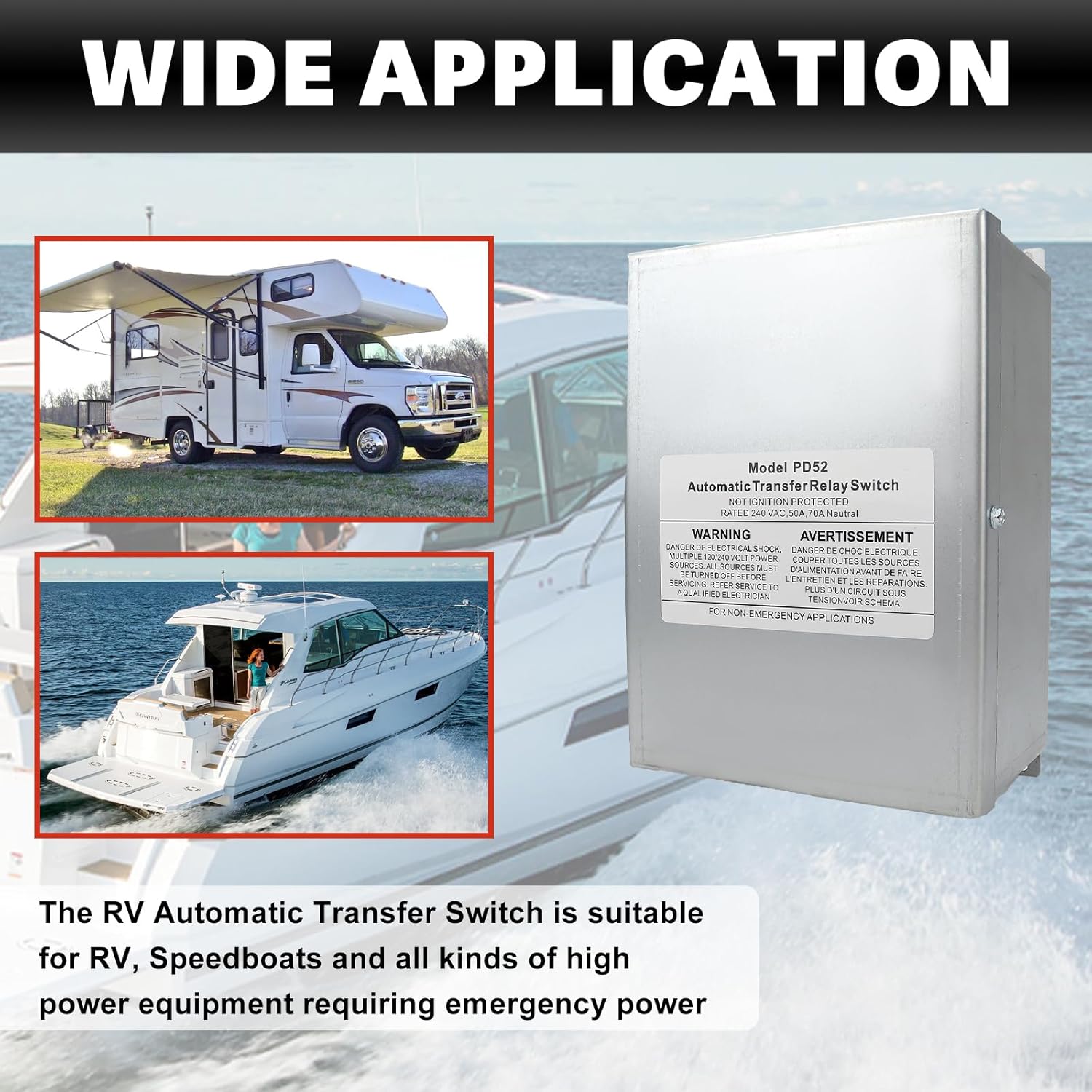 USTAR RV Automatic Transfer Switch, Automatic Transfer Relay Switch 50 Amp, 120/240 VAC for RV, Camper, Travel Trailer, Speedboats