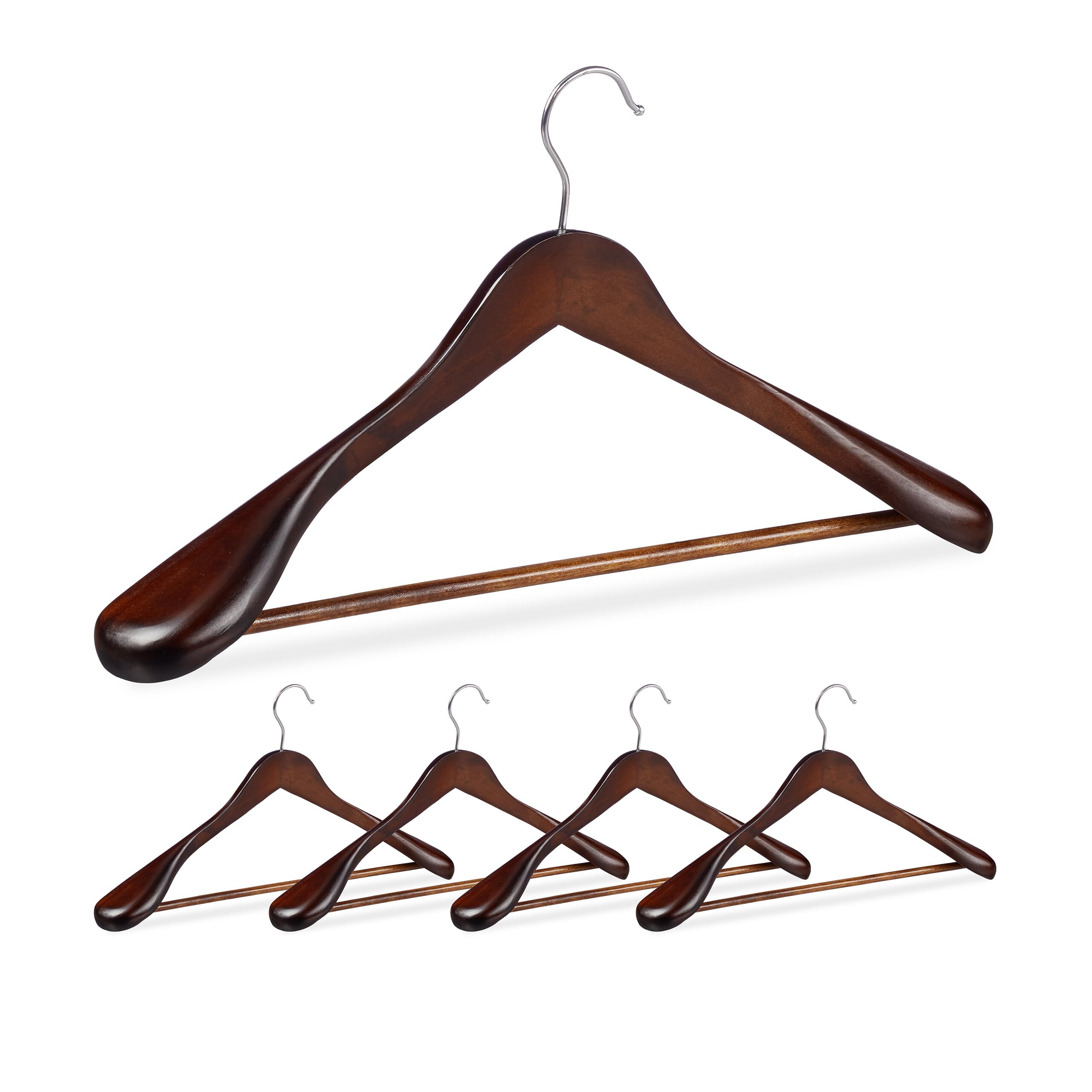 De Kledinghanger Gigant - 40 X Mantelhanger / Kostuumhanger Kunststof Zwart Met Schouderverbreding En Broeklat 38 Cm
