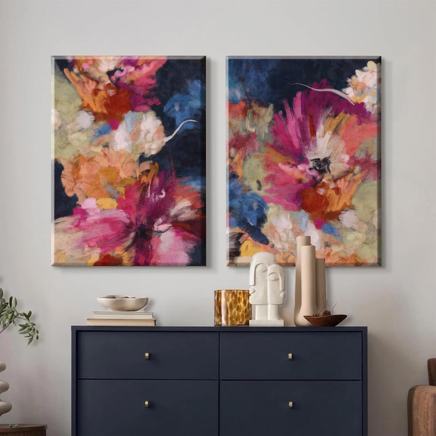 Colorful Abstract Wall Art Decor Modern Flower Canvas Wall Art Abstract Flower Pictures Painting Modern Colorful Artwork Posters Abstract Prints for Living Room Bedroom 16x24 Ready to Hang Set of 2 - Image 5