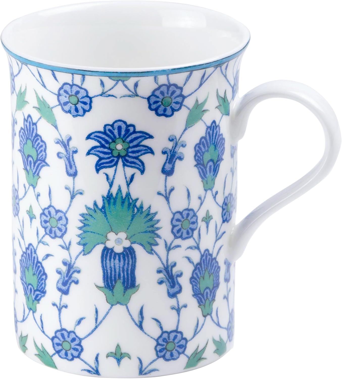 Grace Teaware Bone China Coffee Tea Mugs 9-Ounce, Set of 4 Assorted (Blue Mediterranean)