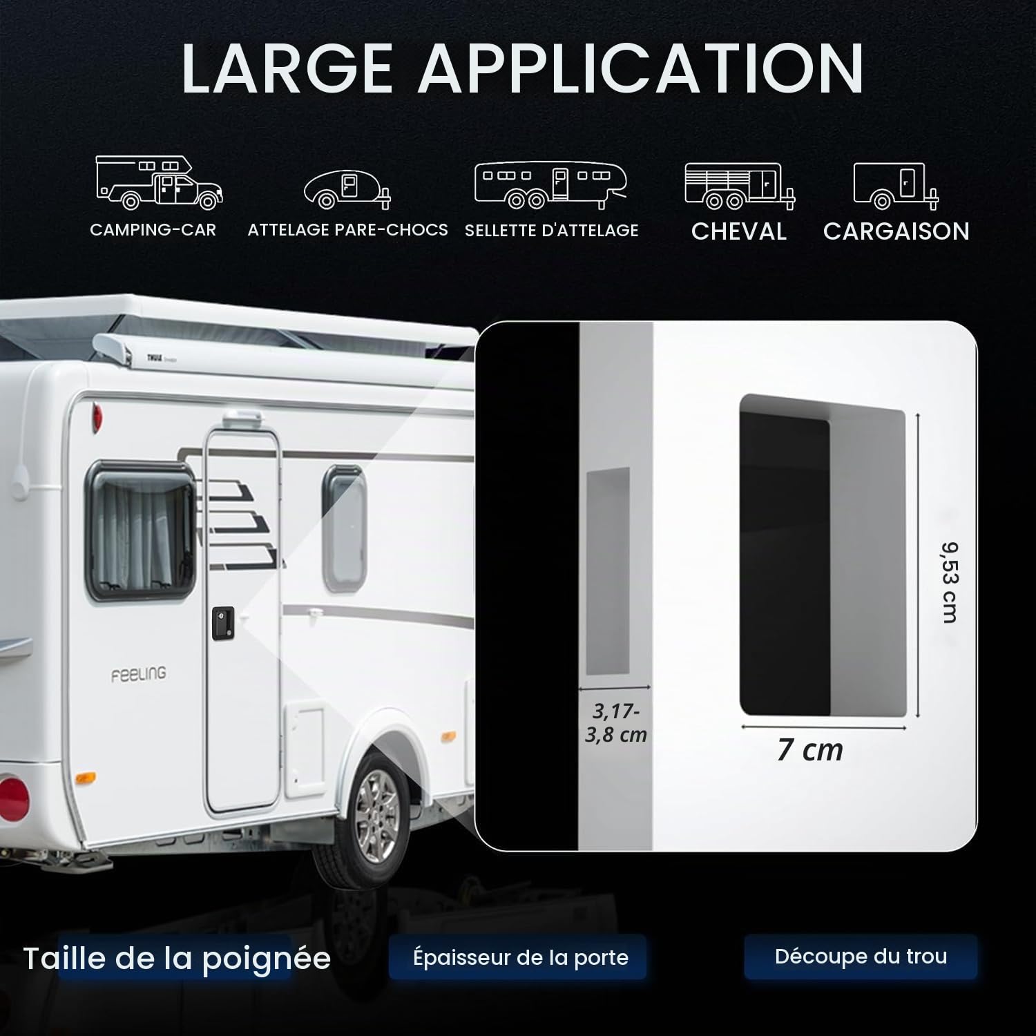 Serrure de Porte de Caravane, Loquet de Porte de Camping-Car avec Clés, Verrou de Porte d'entrée à Double Ouverture en Alliage de Zinc, Serrure Camping Car pour Camion, Remorque de Voyage