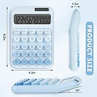 Vista 2 de Mechanical Switch Calculator with Big Buttons, Calculators Desktop, 12 Digits, Solar Battery Power, Desk Calculator, Large LCD Display, Cute Blue