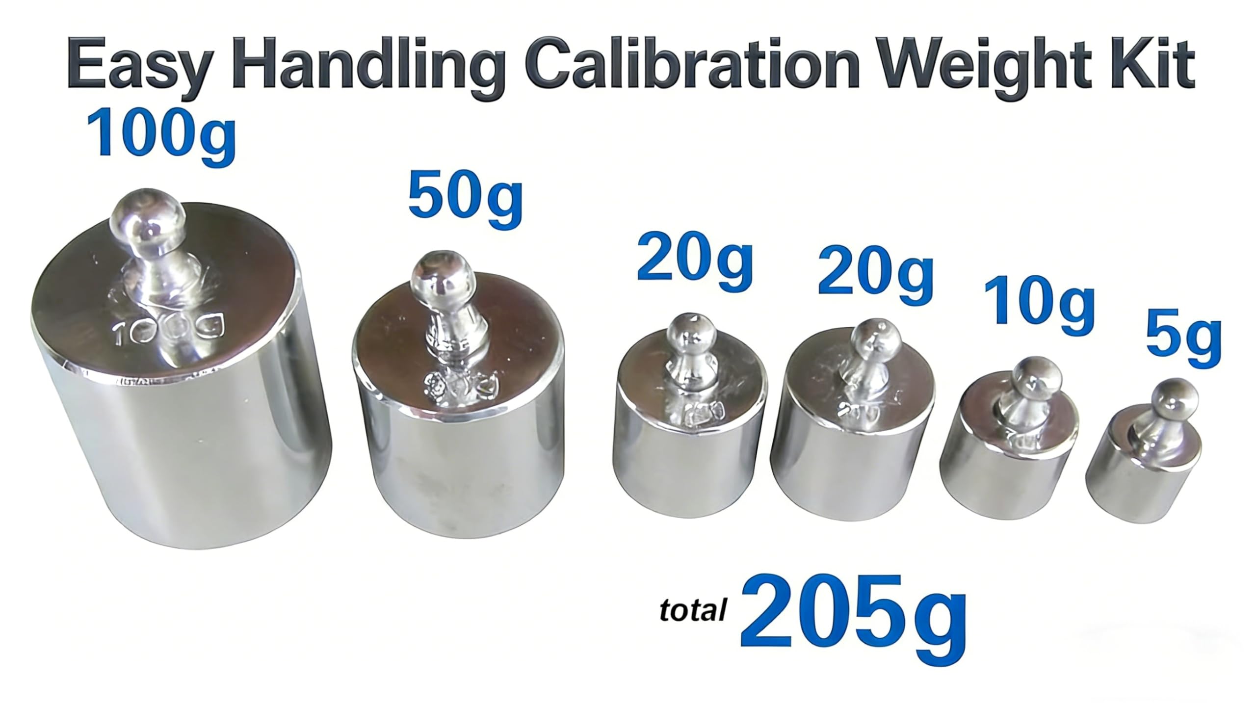 MAGIKON Steel Calibration Weight Kit, M2 Class 205g (100/50/20/10/5g) — Amazon image 5