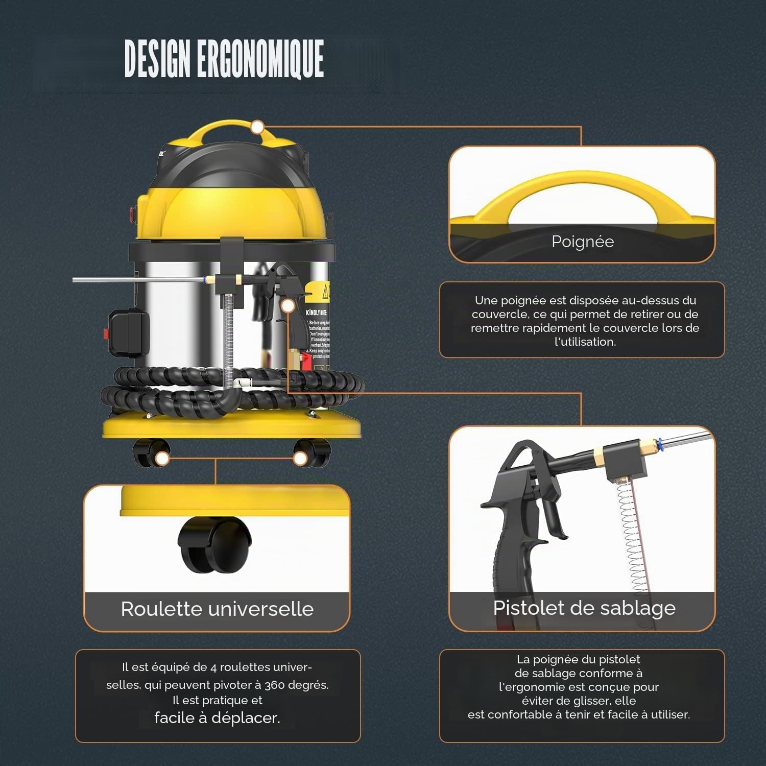 AUTOOL Machine à Sabler électriques, Nettoyage Non destructif des vannes d'admission du Moteur de Voiture, Nettoyeur de Dépôts de Carbone de Moteur par Sable de Noix, avec 2kg Sablage, 220V (HTS 558)