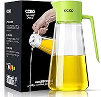 Vista 7 de CCKO Botella dispensadora de aceite de oliva de vidrio con boquilla abatible automática de 19 onzas para cocina, dispensador de aceite de cocina sin