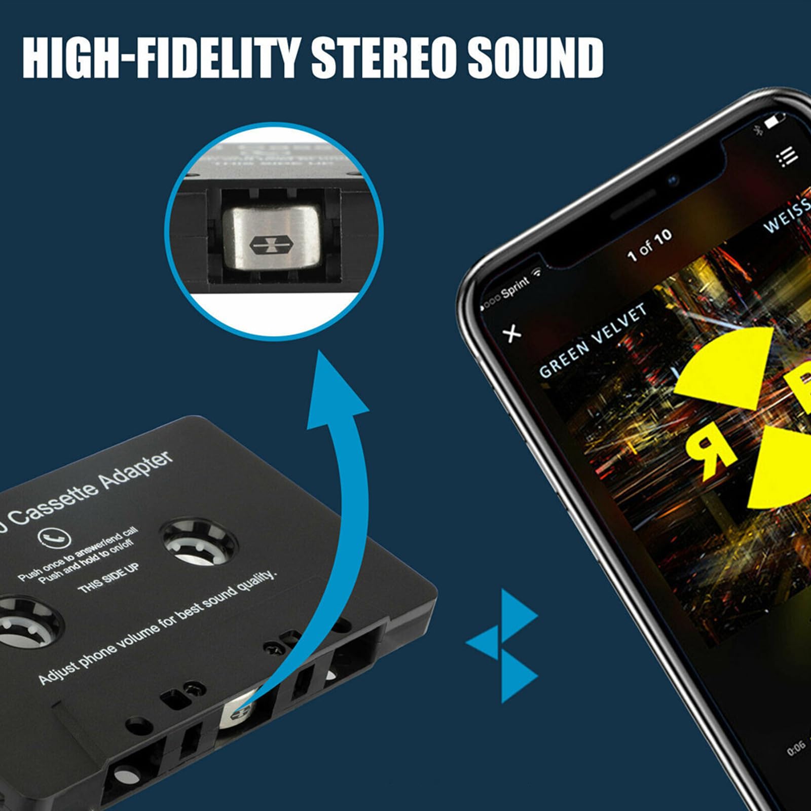 Bewinner Adattatore per Cassetta Wireless Bluetooth per Auto, Ricevitore Stereo Ad Alta fedeltà con Riduzione del Rumore per Tablet per Auto Bewinner Adattatore per Cassetta Wireless Bluetooth per Auto, Ricevitore Stereo Ad Alta fedeltà con Riduzione del Rumore per Tablet per Auto