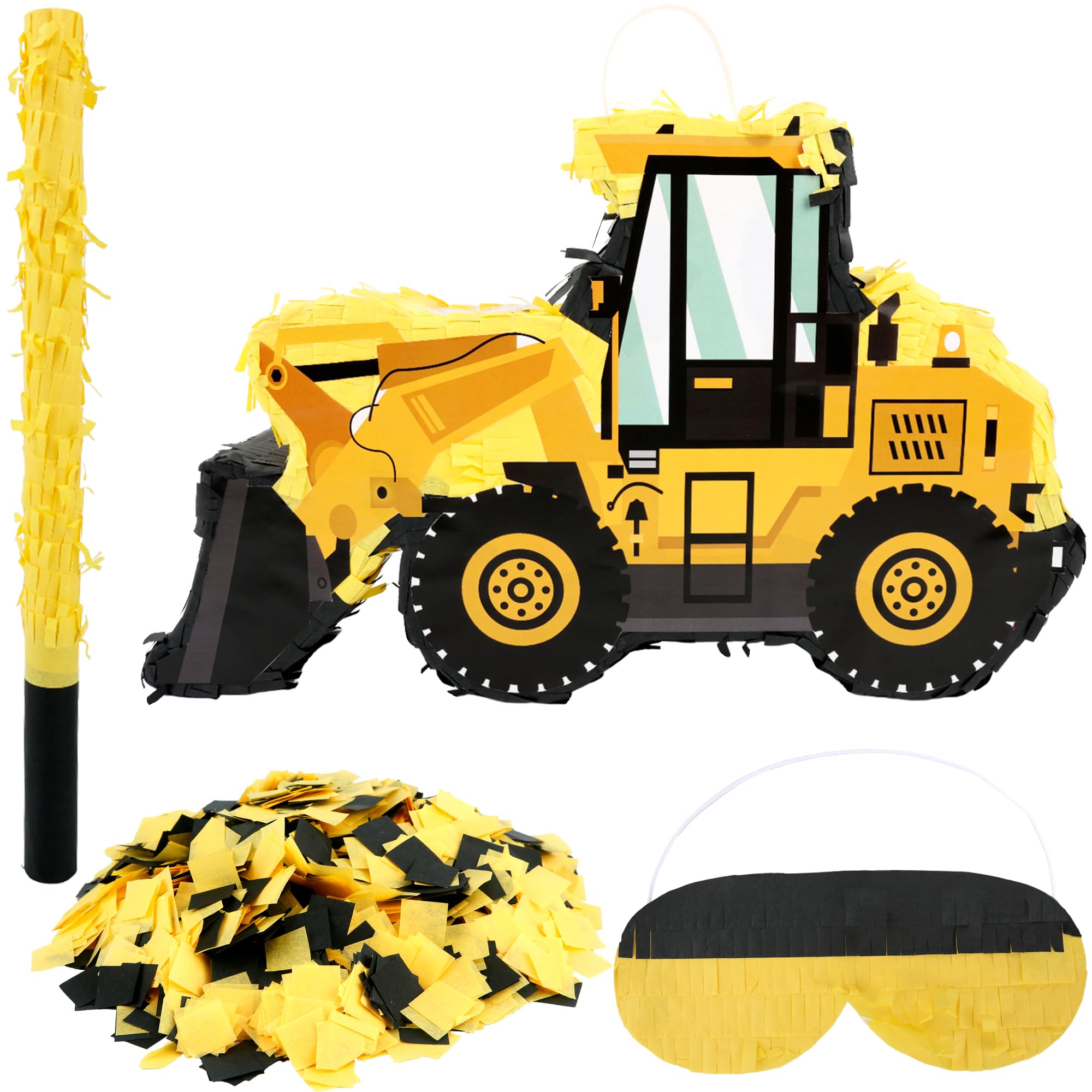 Construction Dump Truck Pinata with Pinata Bat Blindfold Confetti Construction Tractor Excavator Pinatas for Kids Birthday Construction Themed Party