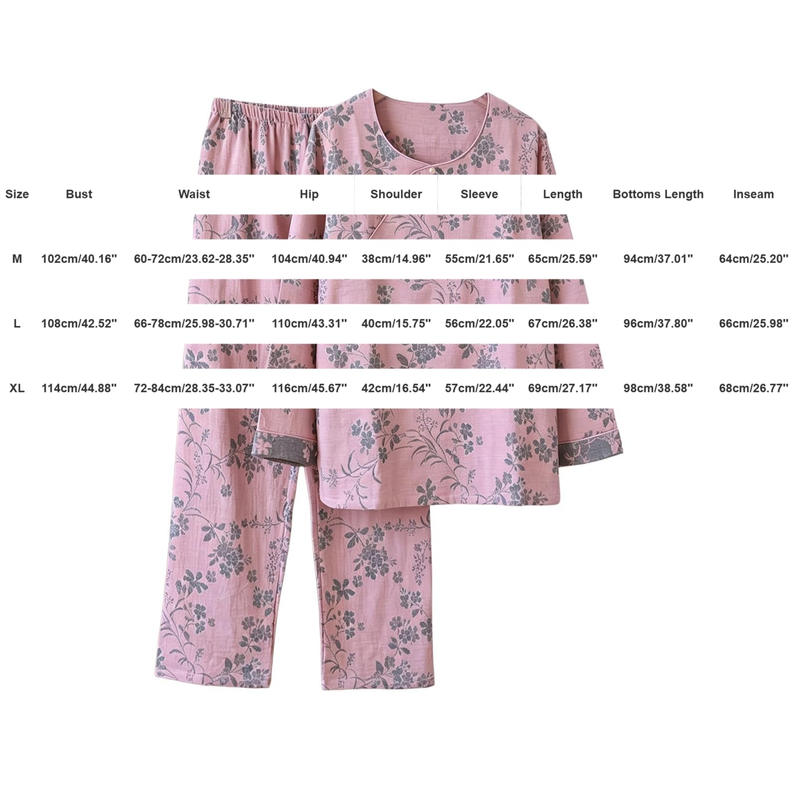 Hausanzug Damen Elegant Set - Schlafanzug Damen 3/4 Hose Weites Bein Pyjamahose Vintage Bedrucktes Pyjama Rundhalsausschnitt Hosenanzug Oversized Loungewear Bequem Pyjama 2-Teilig Freizeitanzug