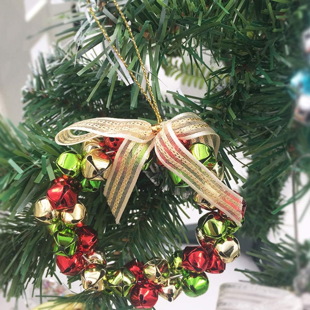 Christmas Jingle Bell Door Hanger Front Door Wreath Christmas Tree Hanging Decorations Ornaments (Red Green Golden Style)