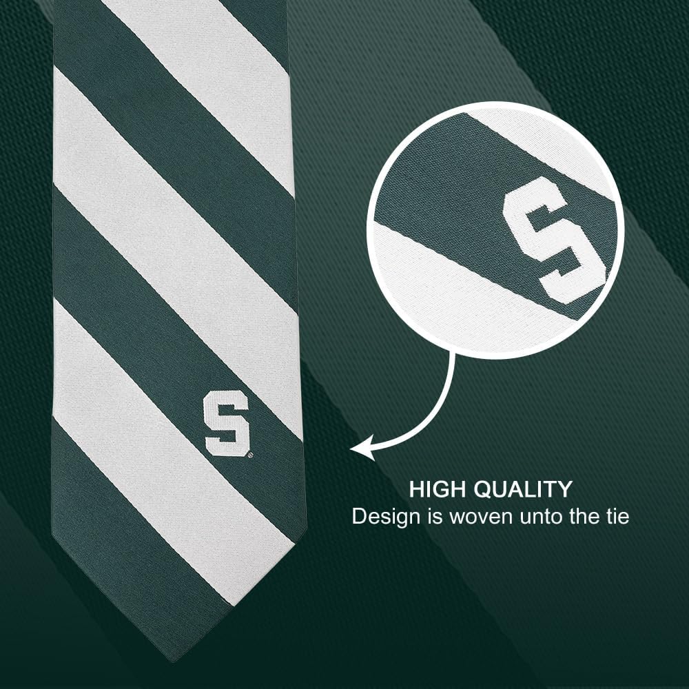 Desert Cactus Michigan State University Neck Tie MSU Spartans 100% Polyester Necktie with Logo, Officially Licensed (Tie C)