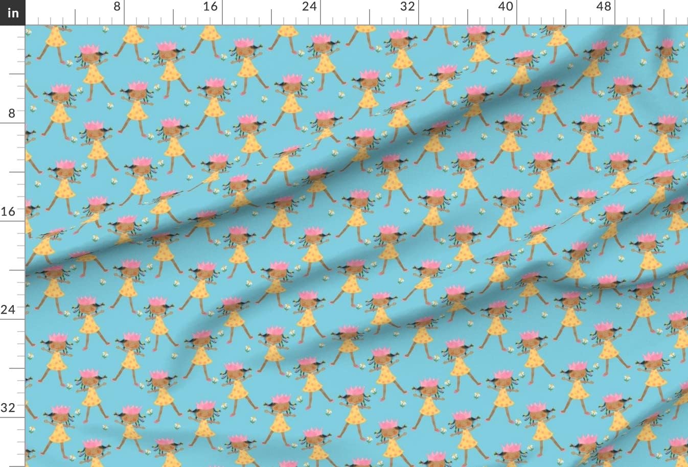 Spoonflower Fabric - African American Girl Crown Pink Blue Yellow Child Printed on Minky Fabric by The Yard - Sewing Baby Blankets Quilt Backing Plush