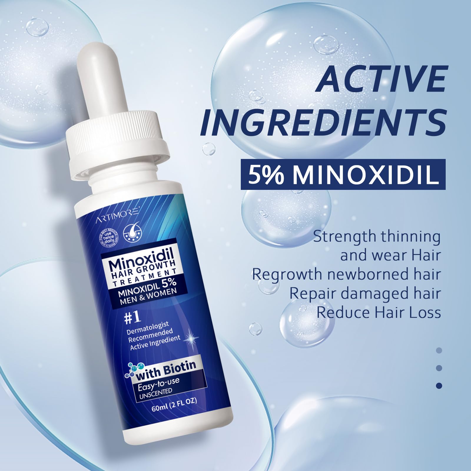 5% Minoxidil Hair Growth Serum with Biotin, Collagen & Castor Oil