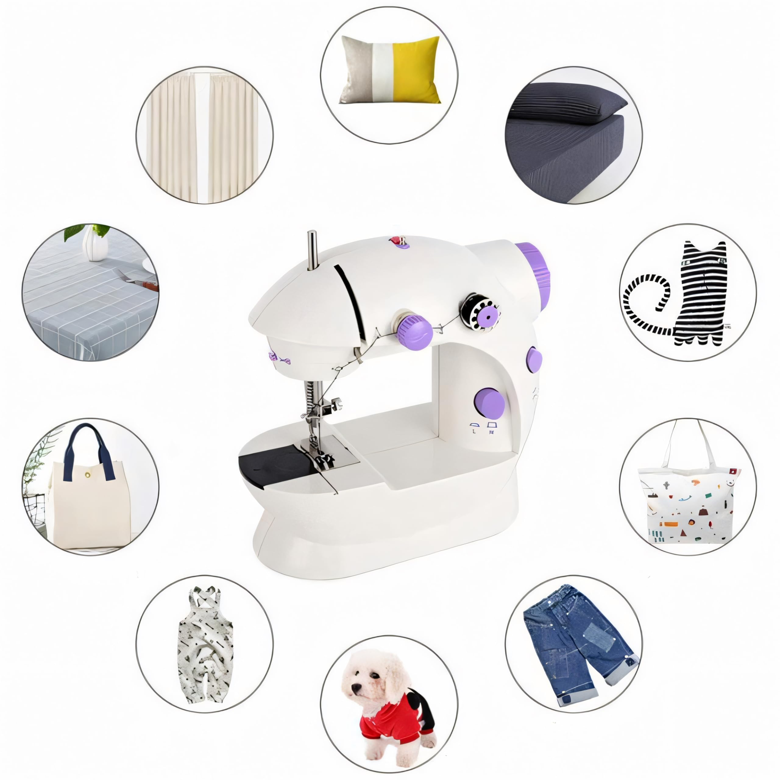 Retoo Machine À Coudre Portable, Mini Machine a Coudre Débutant, Facile À Utiliser Et Pratique, Rétroéclairage LED, Deux Vitesses De Couture, Pieds Antidérapants, Blanc