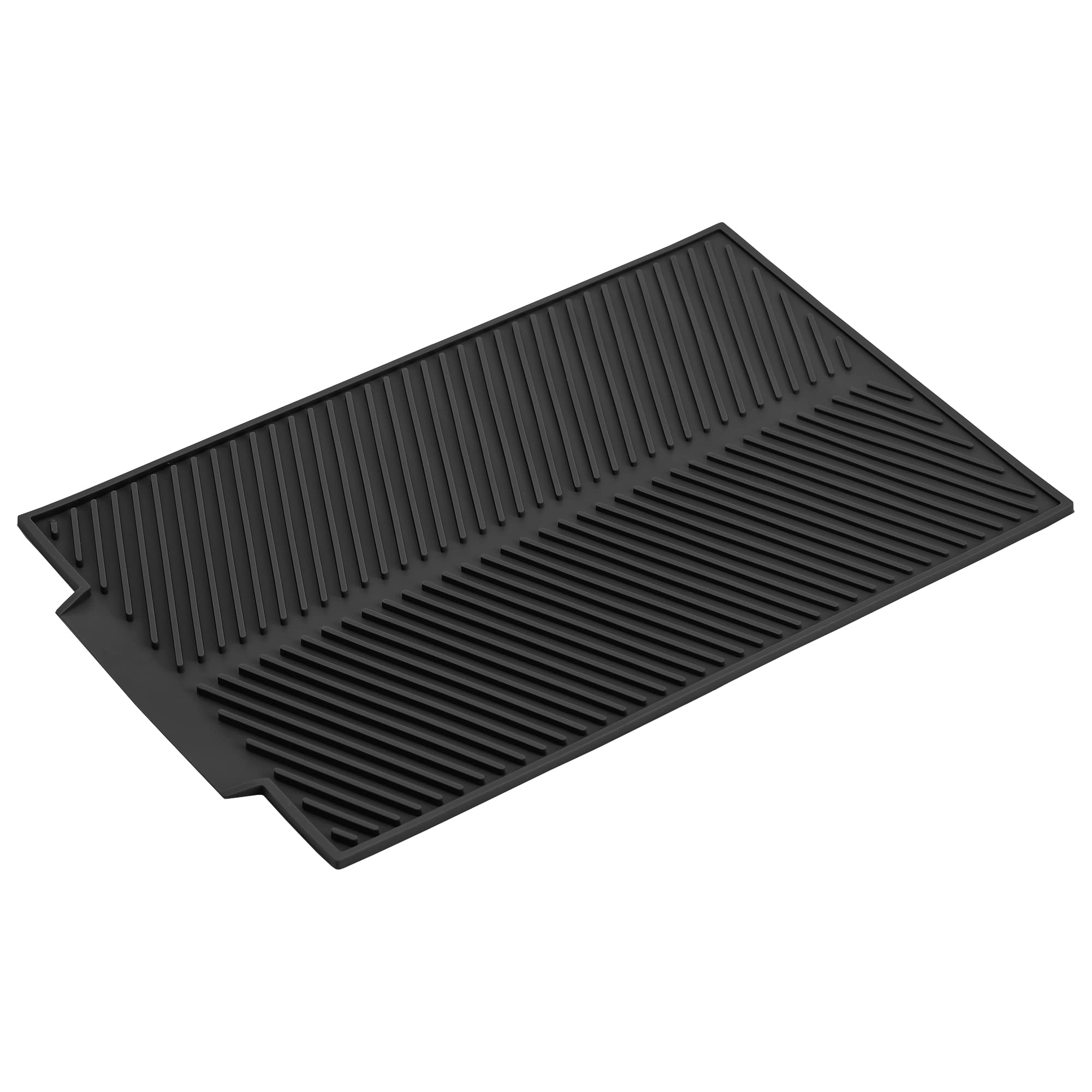 Casa & Casa Silicon Drying Mat, Dish Drying Mat for Kitchen Counter, 43 x 33, Super Absorbent Sink Drain Mats, Non-Slip, Washable Mat for Kitchen Sink, Large – Black