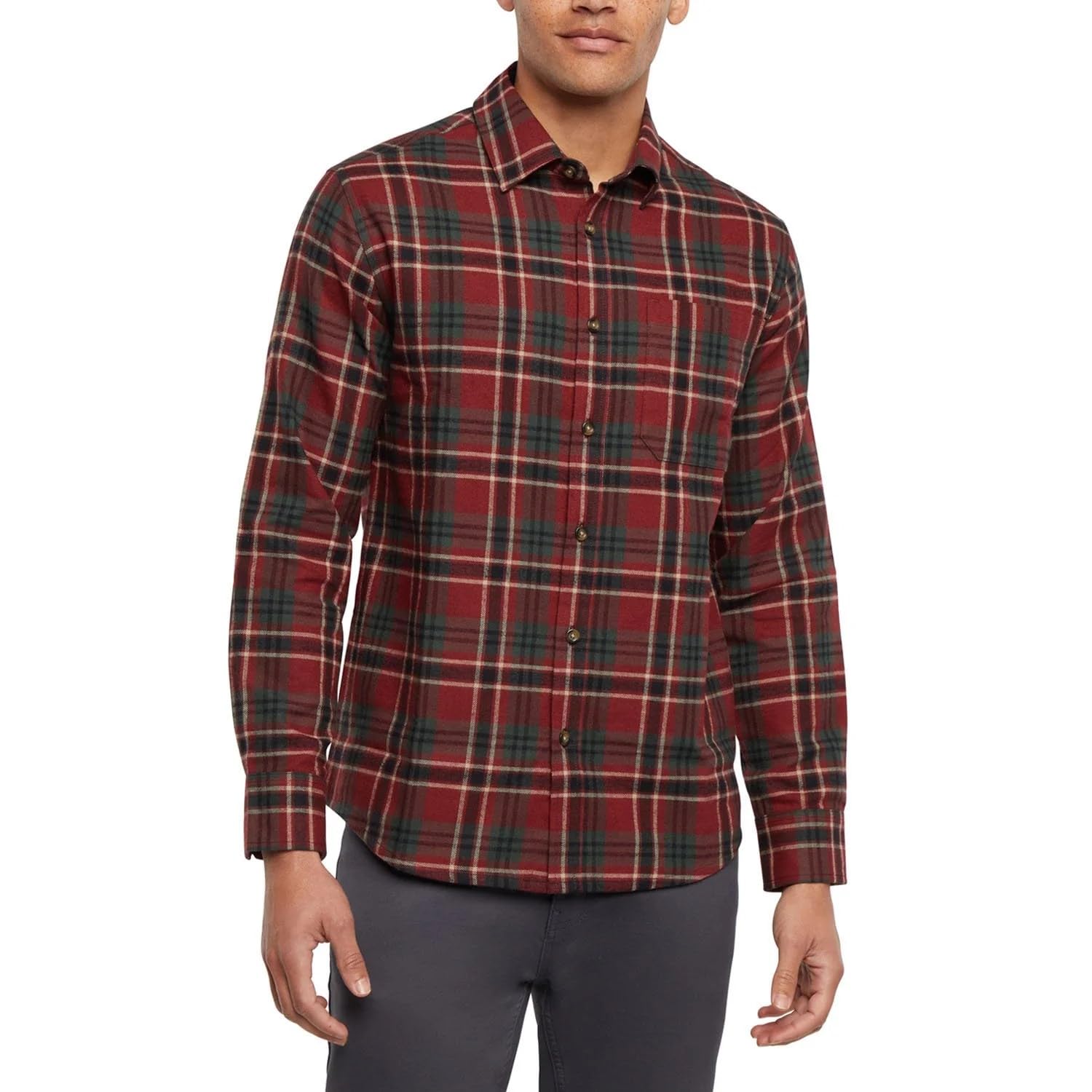 Eddie Bauer Men’s Classic Flannel Shirt, Red, 3XL