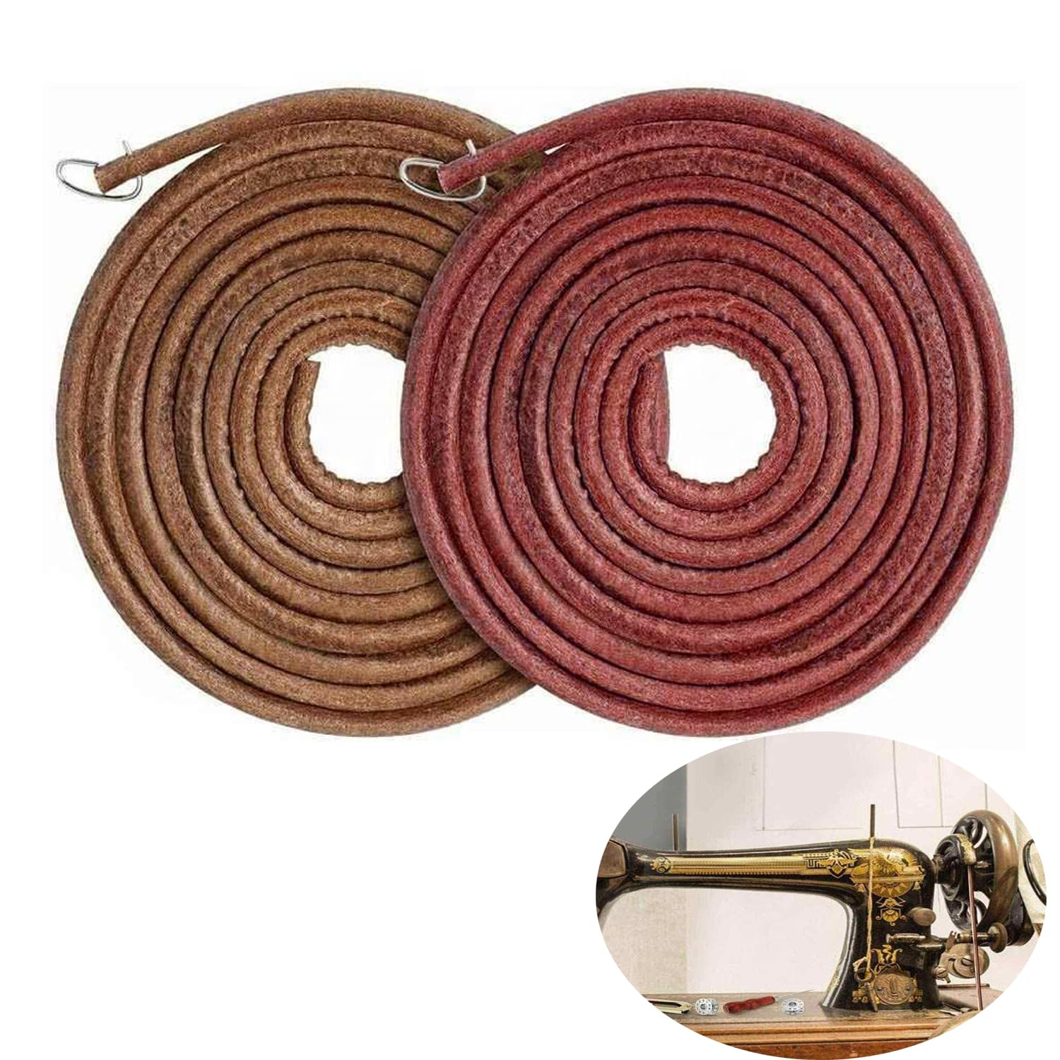 Lot 2 Bobines Métal Vintage + Enrouleur + 4 Patins Feutre Rouge – Compatible Singer & Machines Domestiques