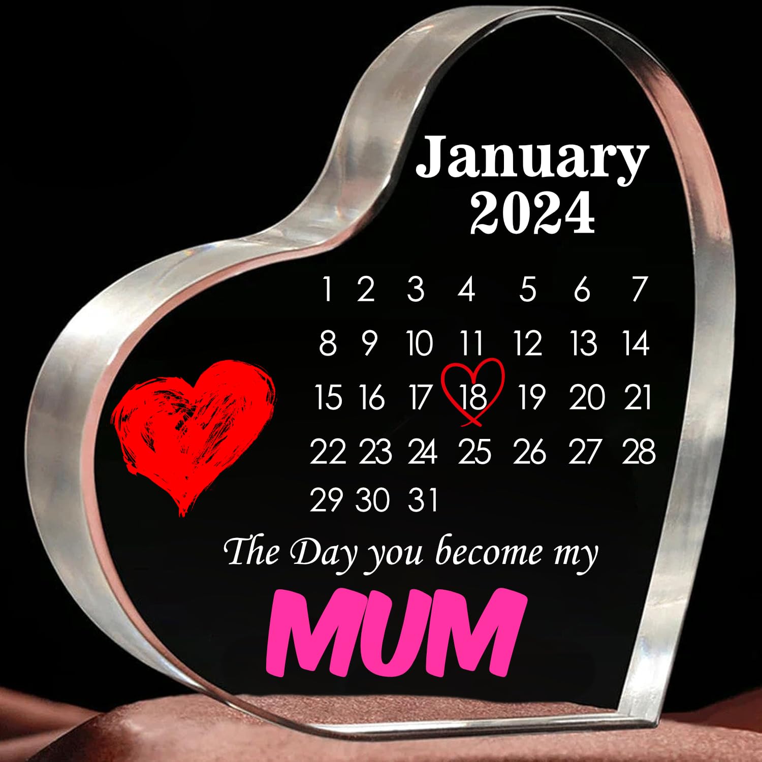 PB TECH Personalised Mothers Day Gifts for Mum - The Day You Became My Mummy, Gift From Daughter Son, Customised Acrylic Plaque Present Paper Weight Table Sign Decor Acrylic Block for Mum