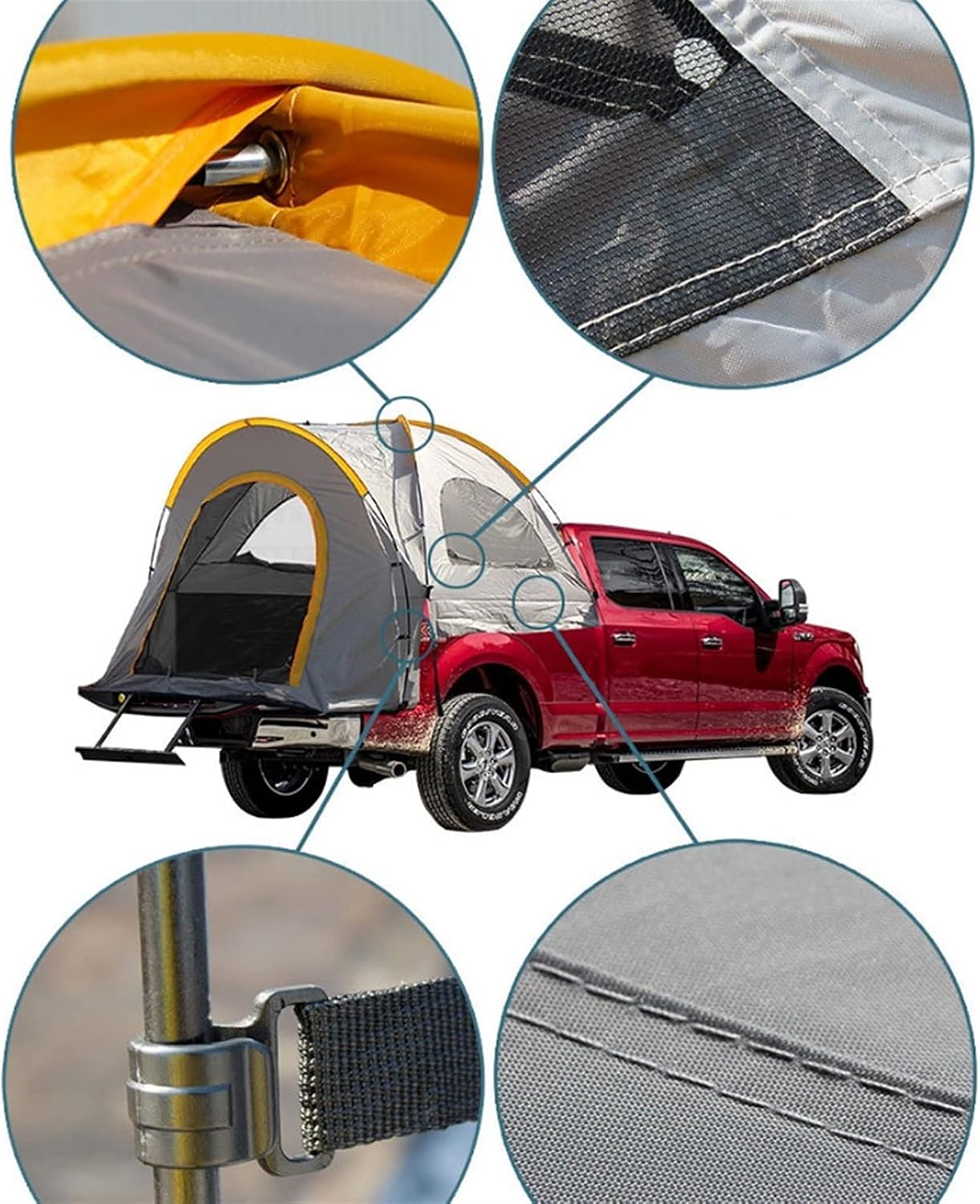 Car Tent Pickup Truck Tent Waterproof Double Layer for 2 Person Protable Truck Bed Tent Camping Preferred-Silver Gray