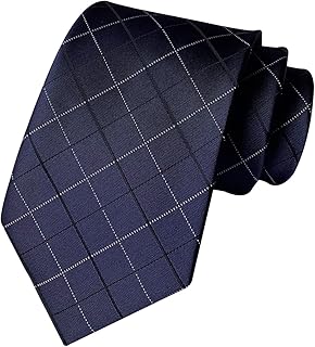 Elfeves Men's Striped Gingham Check Pattern Ties Business Formal Designer Neckties