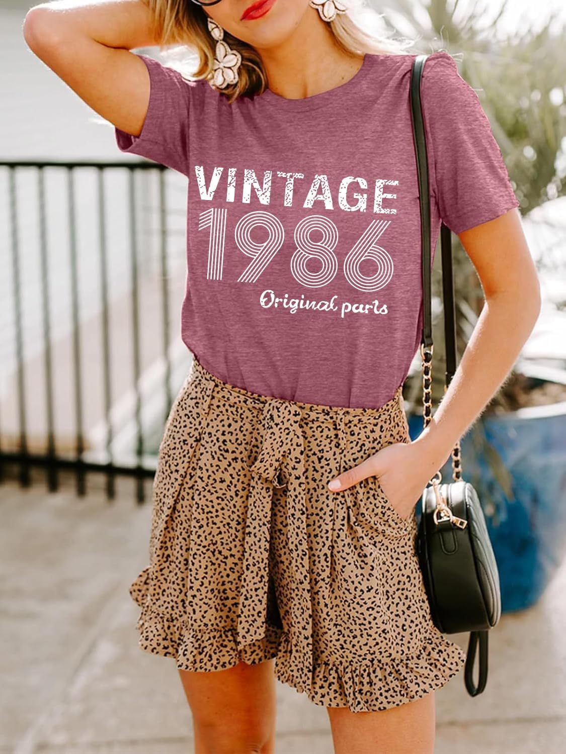 40th Birthday Gift Shirts for Women Vintage 1986 Shirts Retro Birthday Party Top Casual Short Sleeve Tee Tops - Image 3