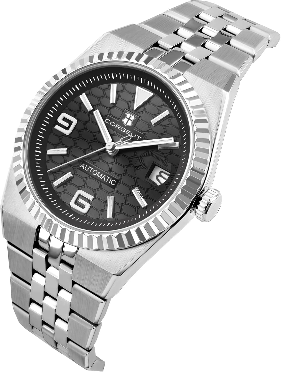 Corgeut 6033 Men's 40mm Diver Automatic Watch - Sapphire Crystal, 100M Water Resistant, Luminous Dial, Self-Winding Japanese Movement - Clean Diver Style Timepiece for Swimming, Snorkeling & Daily Wear