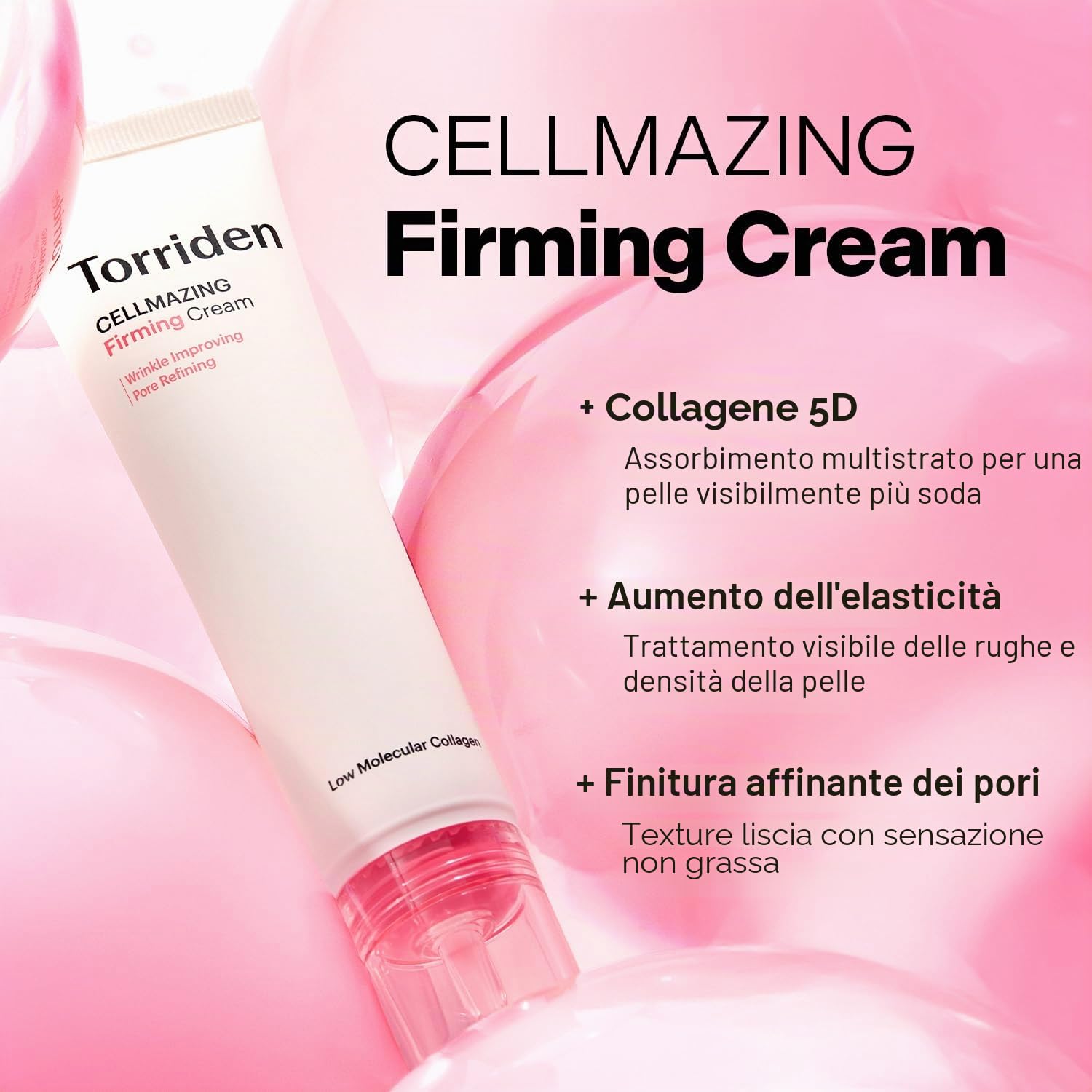 Torriden CELLMAZING crema rassodante al collagene 60 ml (2,02 fl.oz.) | Contro pori e rughe, con complesso di collagene 5D, complesso di amminoacidi e peptidi