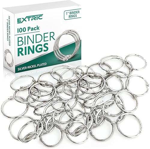 Anillos para carpeta de hojas sueltas de 1 pulgada, anillos de metal para tarjetas de índice, paquete de 100 unidades, resistentes chapados en