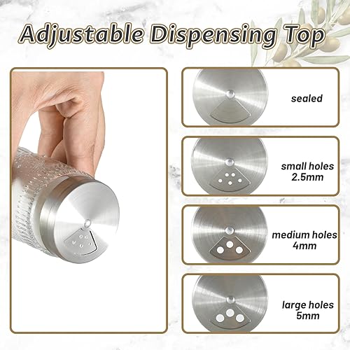 Miniatura 3 de 2 Pack Glass Salt and Pepper Shakers with Adjustable Pour Holes, 120ml Refillable Spice Dispensers for Himalayan, Table, Kitchen(Short-Sunflower)
