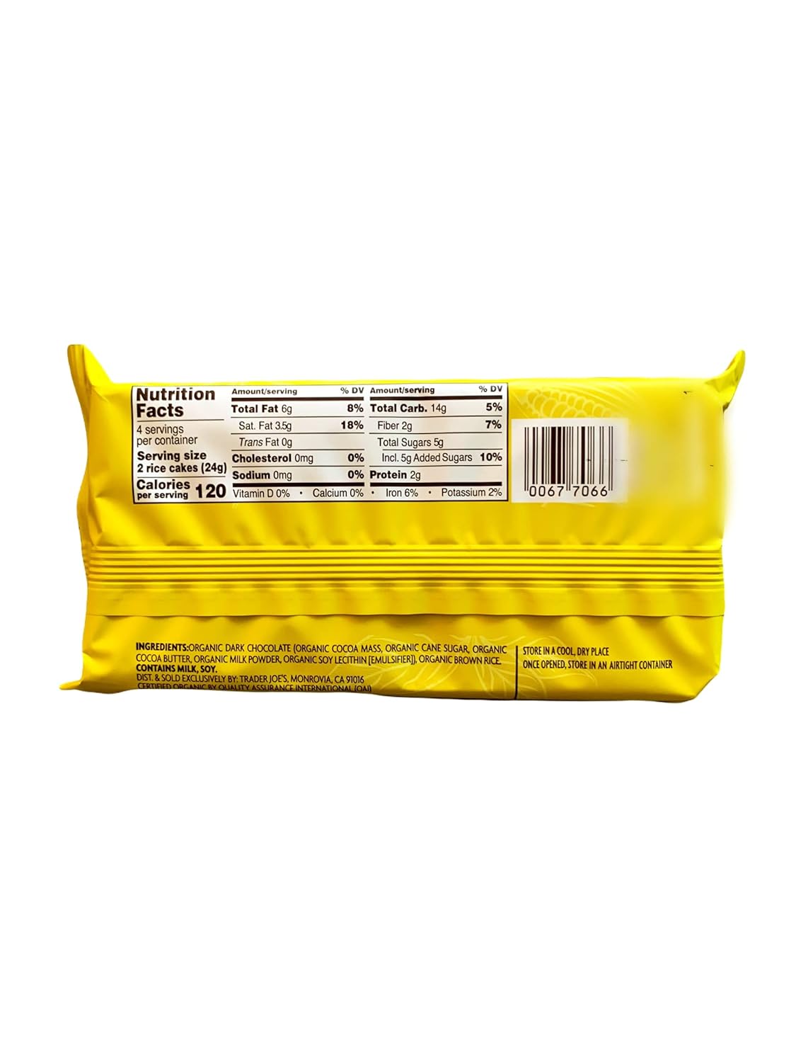 Trader Joe's Organic Dark Chocolate Puffed Rice Cake Thins | Gluten Free, Pack of 3