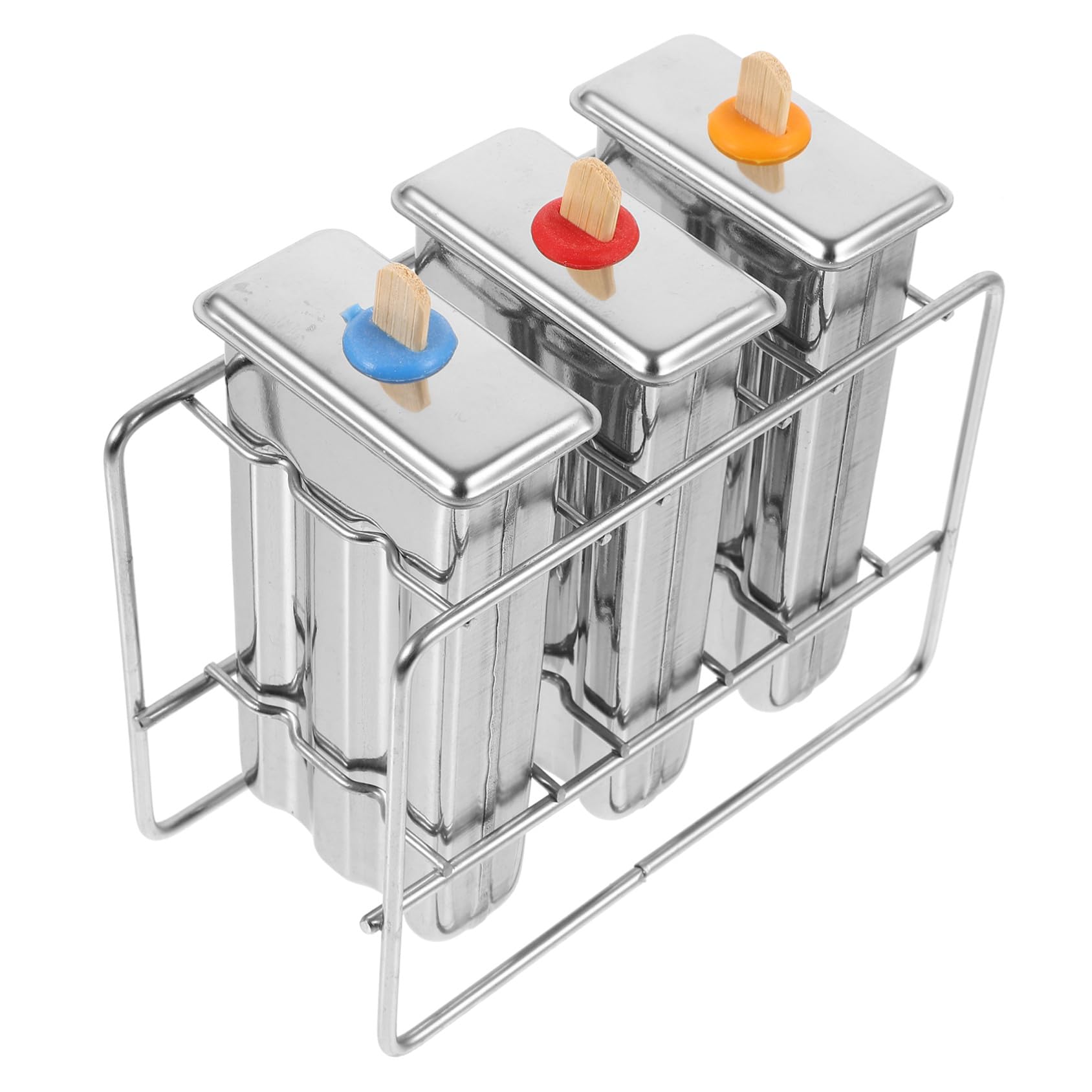 Uonlytech Moldes De Acero Inoxidable Para Paletas Heladas Caseras 3 Piezas Soporte Resistente Desmolde Rápido Para Niños y Uso En Congelador Doméstico
