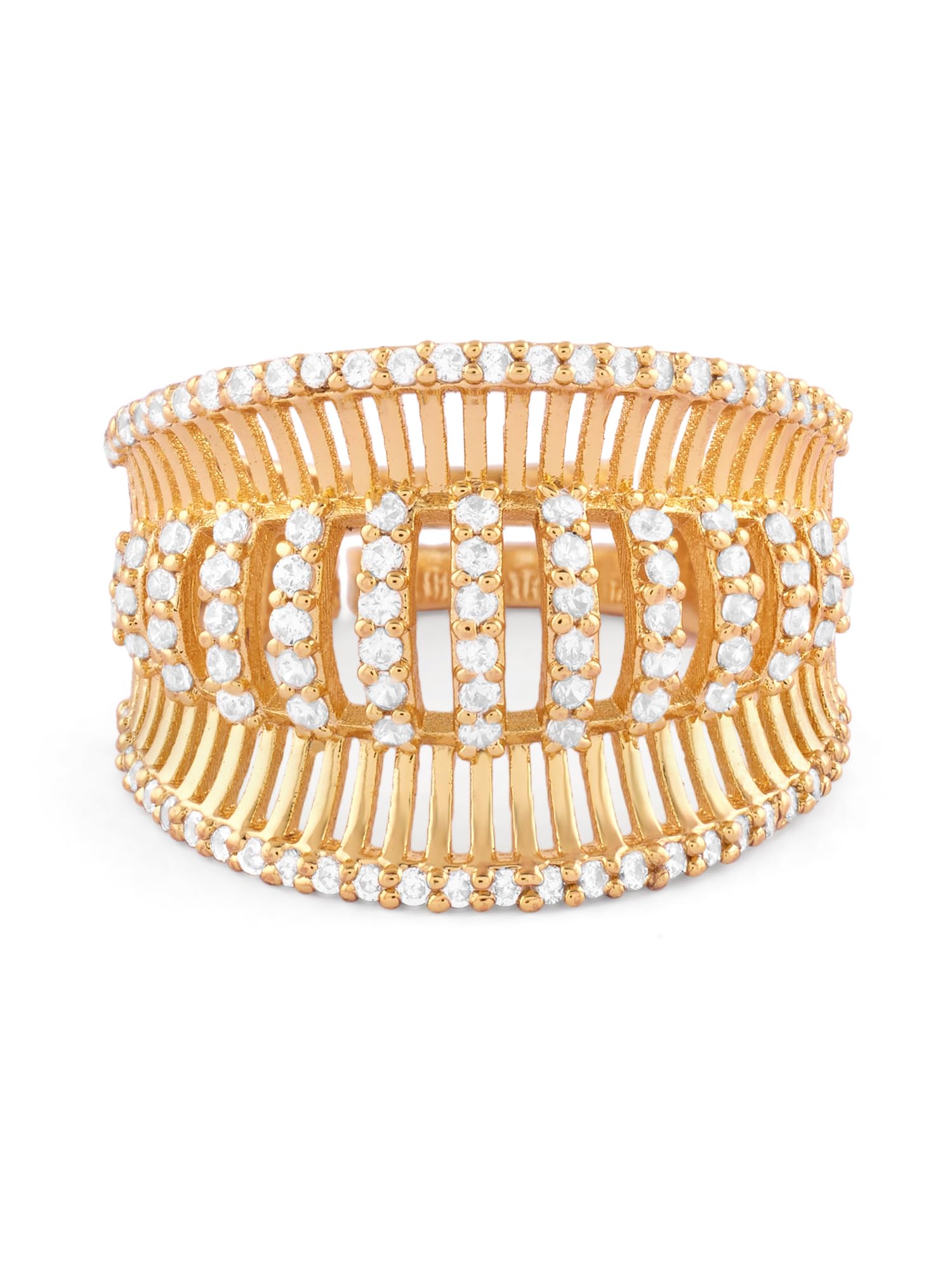 ZAVERI PEARLS Gold Tone Cubic Zirconia Dazzling Contemporary Adjustable Ring For Women-ZPFK17542 (B0CX1G9V1W) Amazon Price History, Amazon Price Tracker