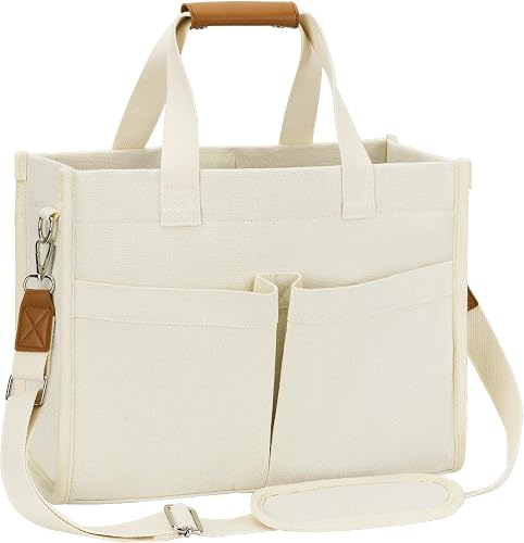 Tote Bag for Women, Canvas Tote Bag with Velcro Closure, Laptop Work Crossbody Bags Daily Handbags Purse for Travel