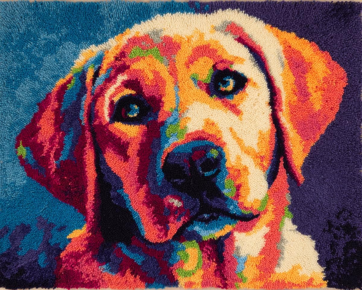 Amcdjkery Create Your Own Cozy Dog Rug! Beginner Latch Hook Kit with Tool & Yarn for Custom 15x20 Inch Pet Tapestry, Mat or Wall Hanging | Easy DIY Home Decor Craft -2