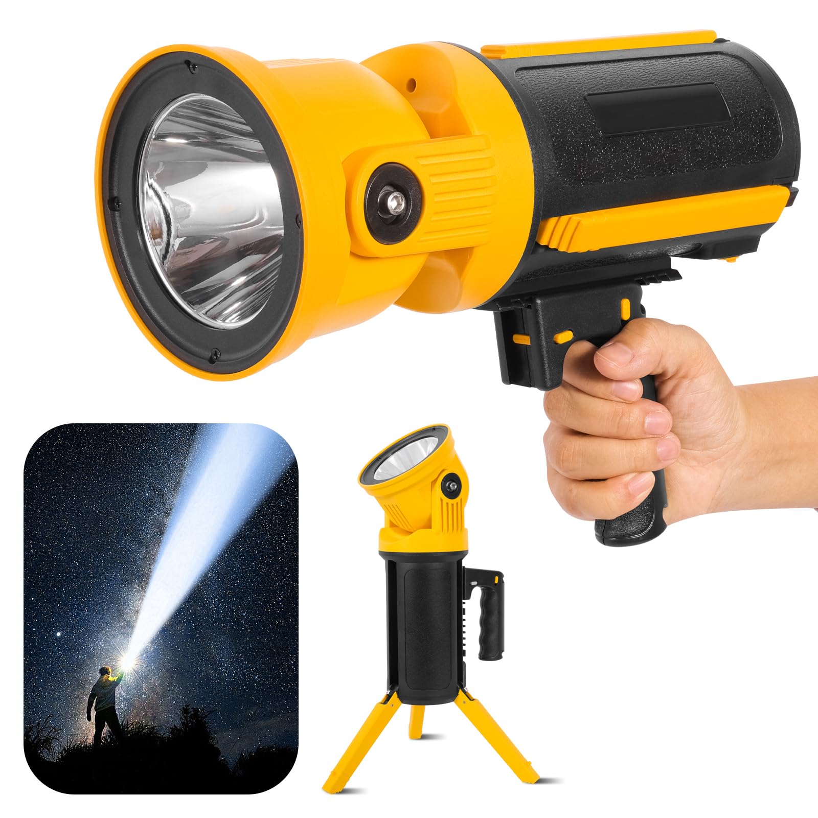 LETOUR Torch LED Super Bright Multifunction Flashlight 7 Modes Rechargeable Work Lights Camping Standard Torches Large Light Powerful USB Power Bank for Outage,Outdoor