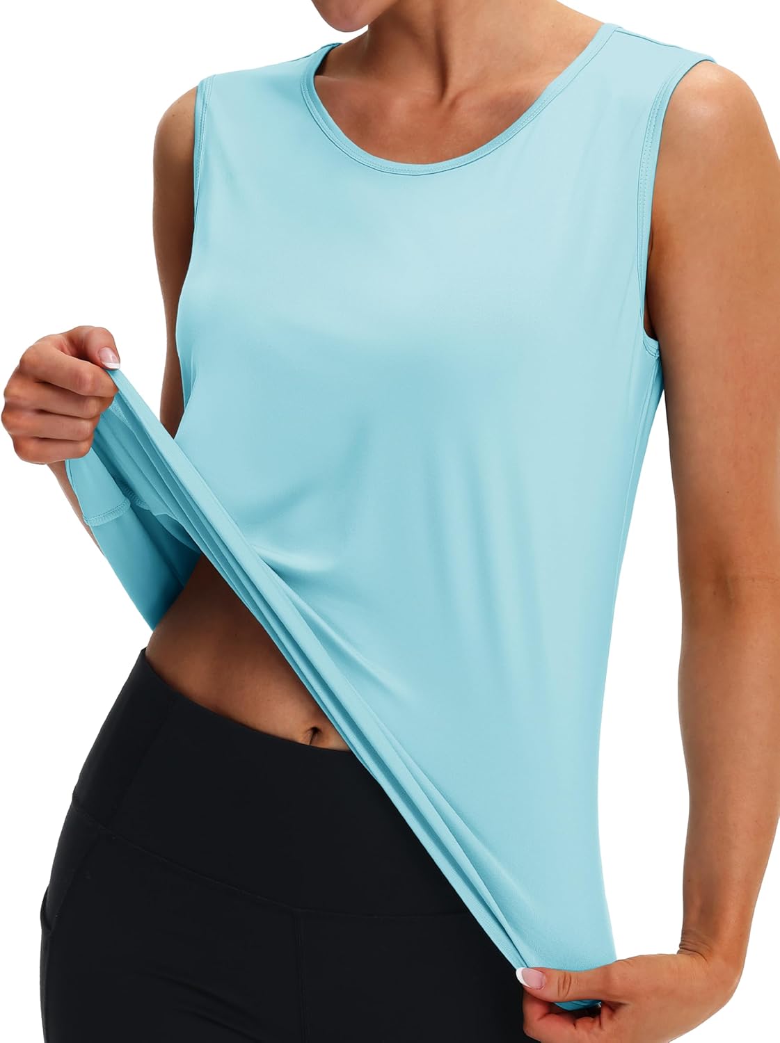 MAGCOMSEN Women's Workout Tank Top Athletic Muscle Sleeveless Crew Neck Shirt UPF 80+ Moisture Wicking Gym Running