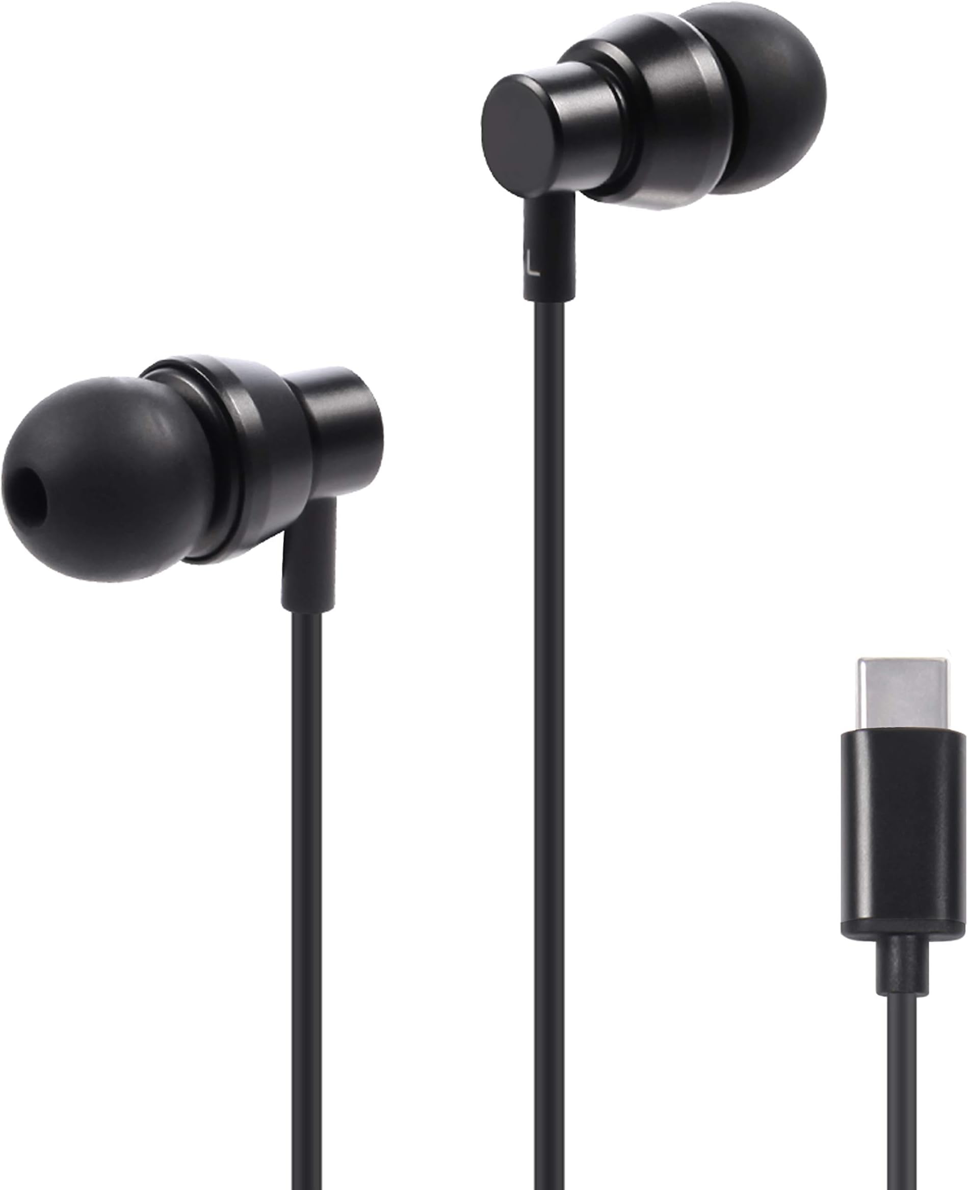USB Type C Earphones. Digital Bass Earbuds Hearphones with Microphone (Black)