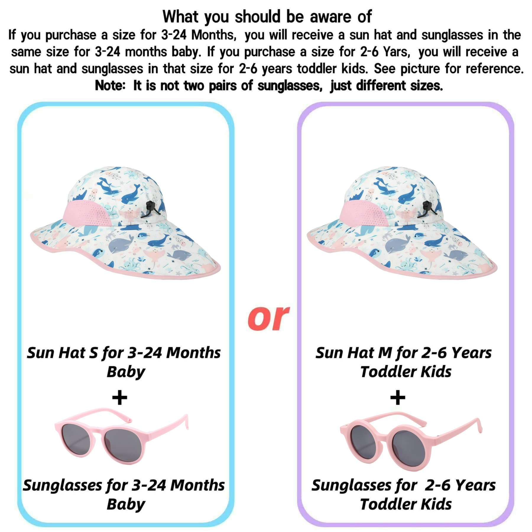 Toddler Sun Hats with Neck Flap Infant Baby Boys Girls Swim Hat with Sunglasses Kids UPF 50+ Beach Caps (2-6 Years, Pink Whale)