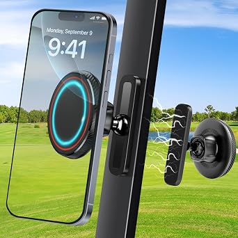 حامل هاتف مغناطيسي لعربة الجولف، مغناطيس قوي N52، متوافق مع MagSafe iPhone 12-17، يناسب EZGO/Club Car/Yamaha، هدايا الجولف للرجال والنساء، هدايا تخزين، أساسيات ملحقات عربة الجولف